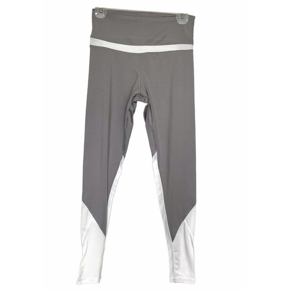 Danskin Womens Leggings Sz Small Mid Rise Mesh Logo Gray Activewear Workout - Picture 6 of 14